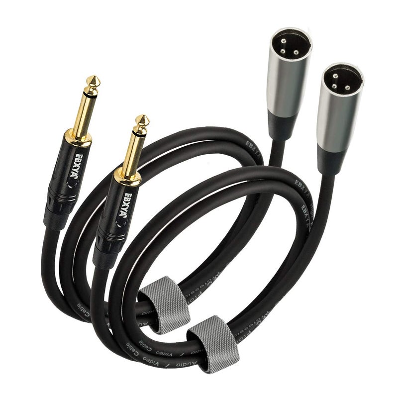 EBXYA 1/4'' TS Mono Guitar to XLR Male Unbalanced Cable 3 Ft, 6.35 Jack to XLR Cable, 2 Packs - Image 1